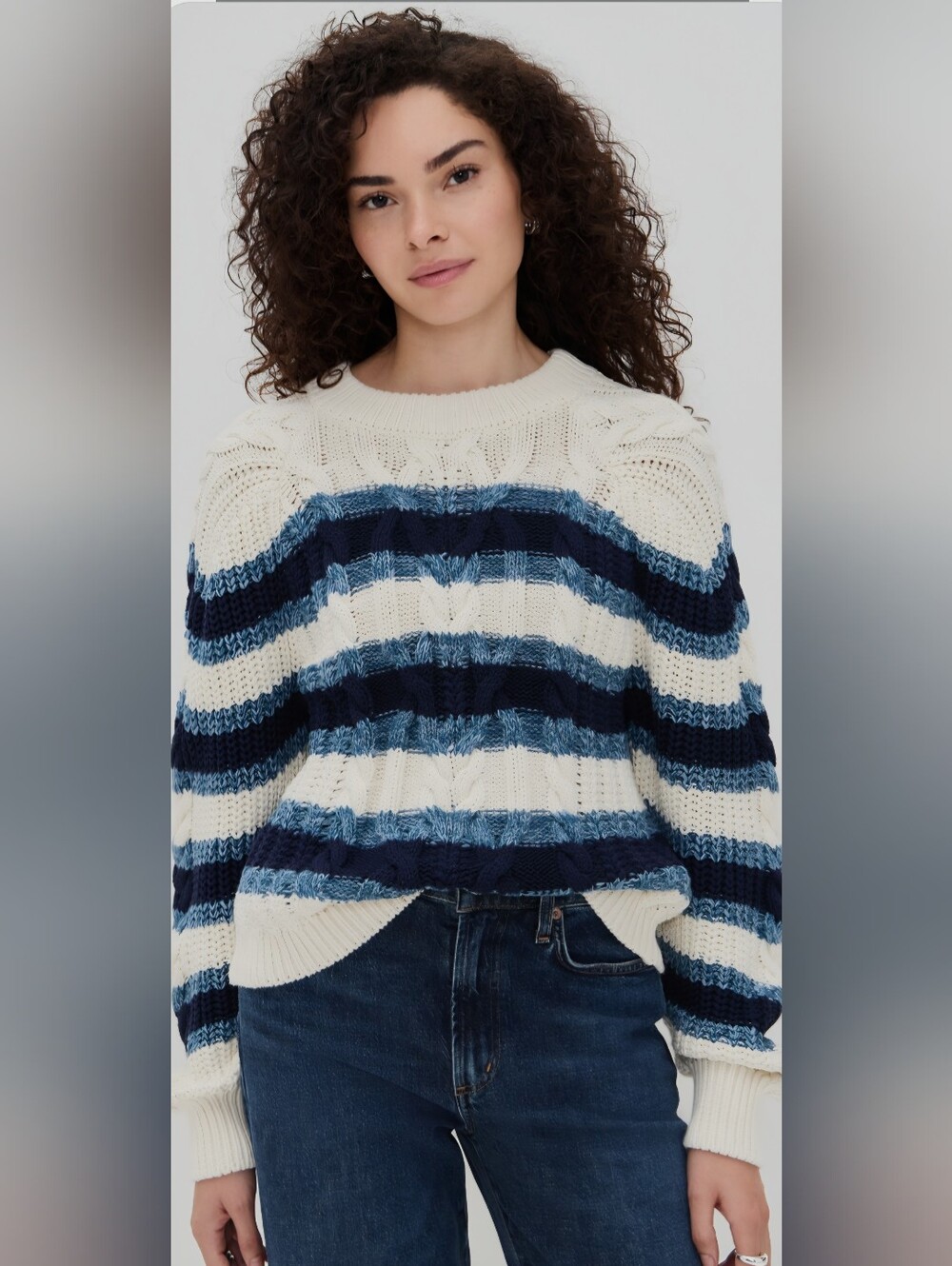 🍁 Free People| Frankie Striped Cable Knit Sweater 90s Relaxed Fit